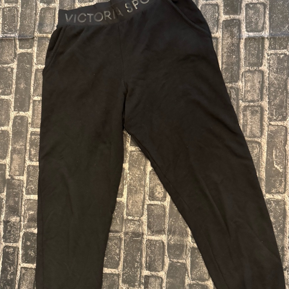 Victoria's Secret Black Joggers with Logo Waistband